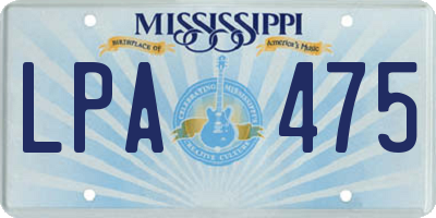 MS license plate LPA475