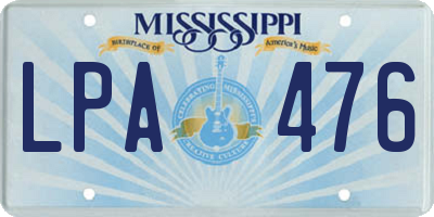 MS license plate LPA476