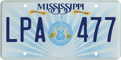 MS license plate LPA477