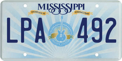 MS license plate LPA492