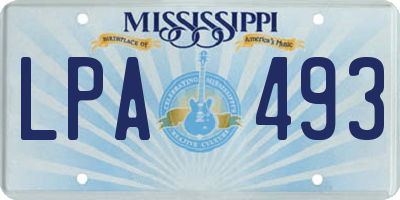 MS license plate LPA493