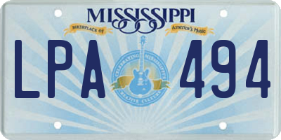 MS license plate LPA494