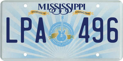 MS license plate LPA496