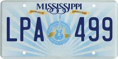 MS license plate LPA499