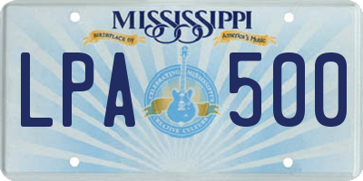 MS license plate LPA500