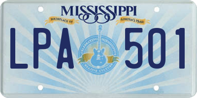 MS license plate LPA501