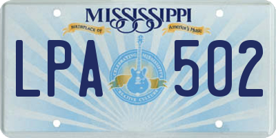 MS license plate LPA502