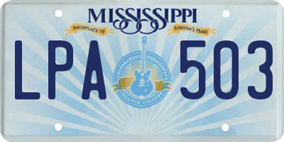 MS license plate LPA503