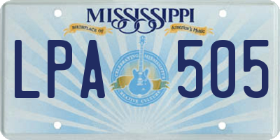 MS license plate LPA505
