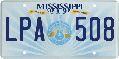 MS license plate LPA508