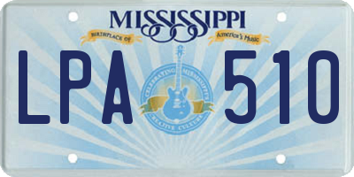 MS license plate LPA510
