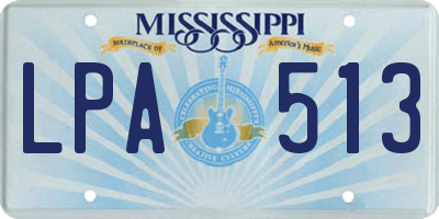 MS license plate LPA513