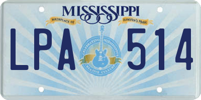 MS license plate LPA514
