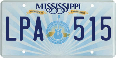 MS license plate LPA515