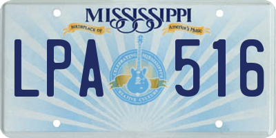 MS license plate LPA516