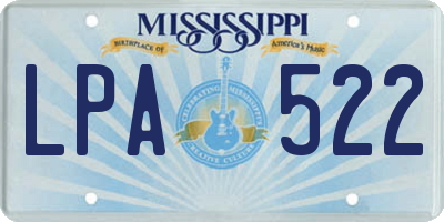 MS license plate LPA522