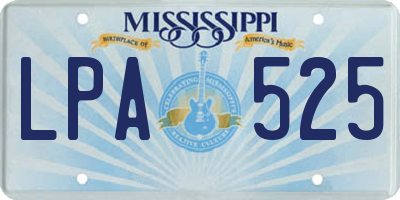 MS license plate LPA525