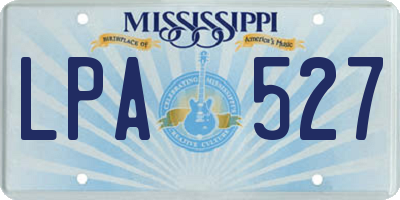 MS license plate LPA527
