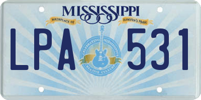 MS license plate LPA531