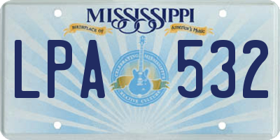 MS license plate LPA532