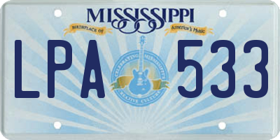 MS license plate LPA533