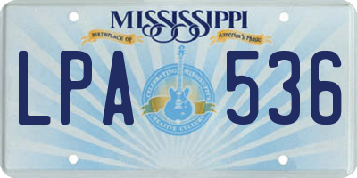 MS license plate LPA536