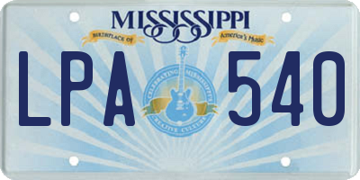 MS license plate LPA540