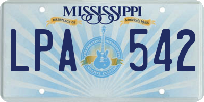 MS license plate LPA542