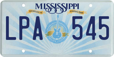 MS license plate LPA545