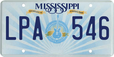 MS license plate LPA546