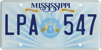 MS license plate LPA547