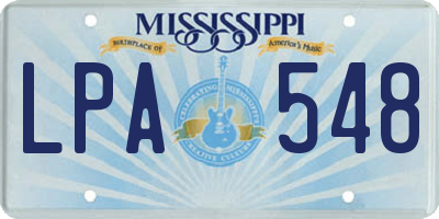 MS license plate LPA548