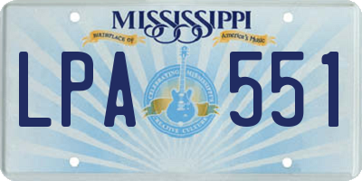 MS license plate LPA551