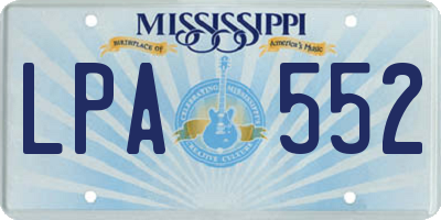 MS license plate LPA552