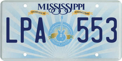 MS license plate LPA553