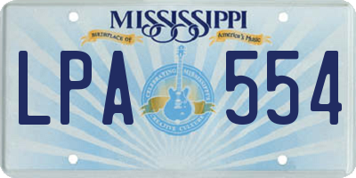 MS license plate LPA554