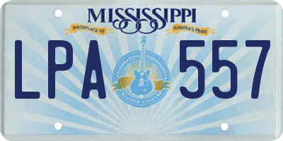 MS license plate LPA557