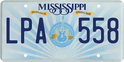 MS license plate LPA558