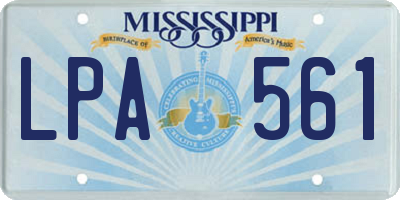 MS license plate LPA561