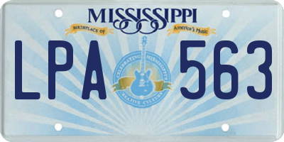 MS license plate LPA563