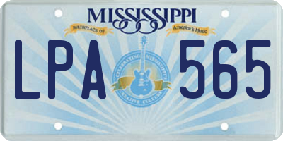 MS license plate LPA565