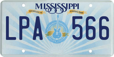 MS license plate LPA566