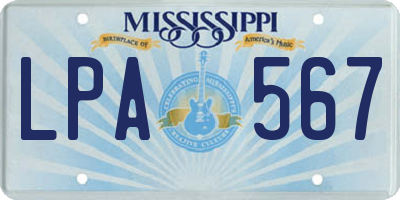 MS license plate LPA567