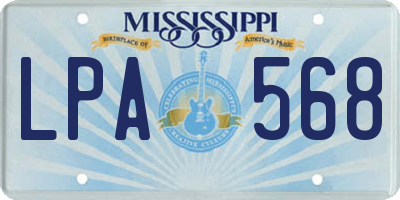 MS license plate LPA568
