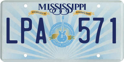 MS license plate LPA571