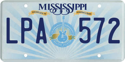 MS license plate LPA572