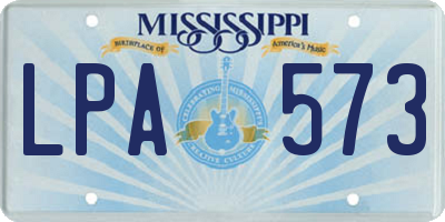 MS license plate LPA573