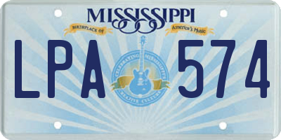 MS license plate LPA574