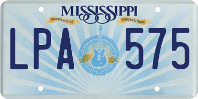 MS license plate LPA575