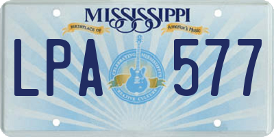 MS license plate LPA577
